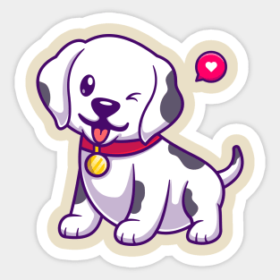 Cute Dalmatian Dog Wink Eye Cartoon Sticker